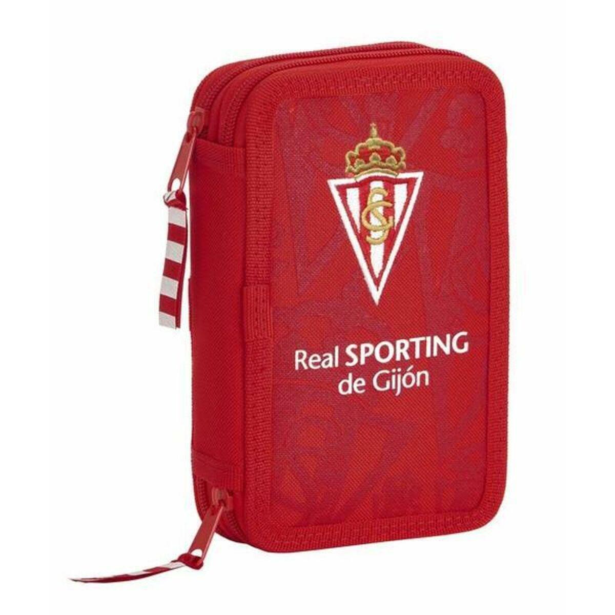 Plumier Doble Real Sporting de Gijón Rojo 12,5 x 19,5 x 4 cm