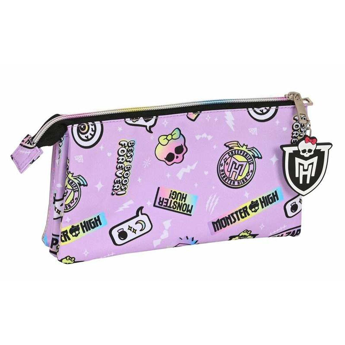 Portatodo Triple Monster High Best boos Lila 22 x 12 x 3 cm