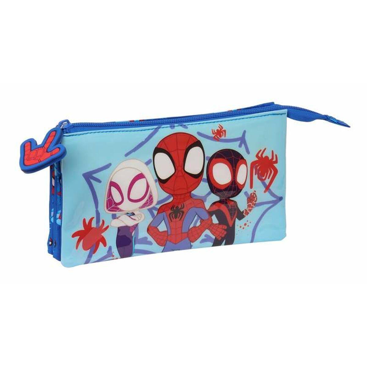 Portatodo Triple Spidey Azul 22 x 12 x 3 cm