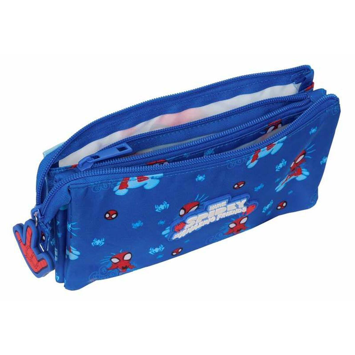 Portatodo Triple Spidey Azul 22 x 12 x 3 cm