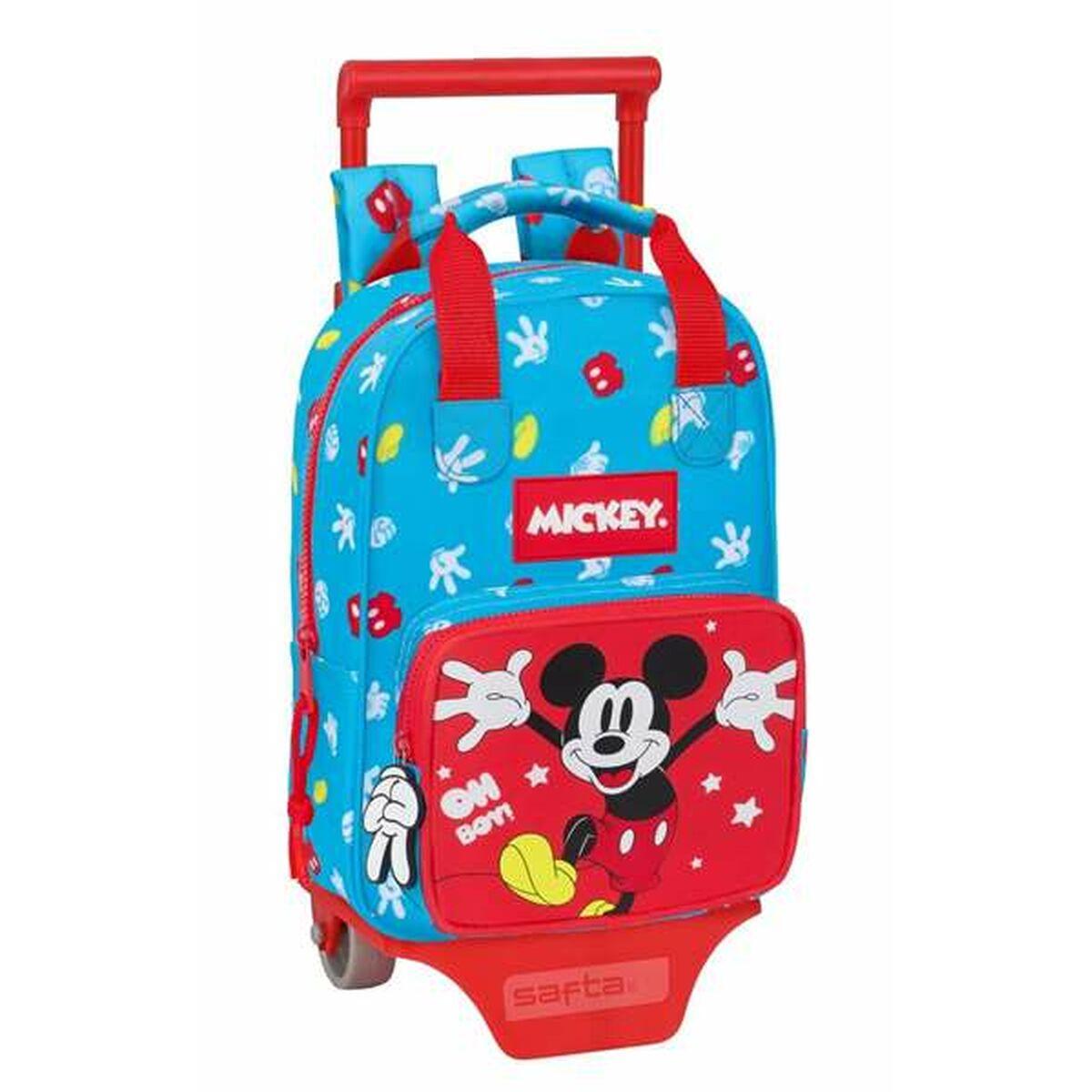 Mochila Escolar con Ruedas Mickey Mouse Fantastic Azul Rojo 20 x 28 x 8 cm