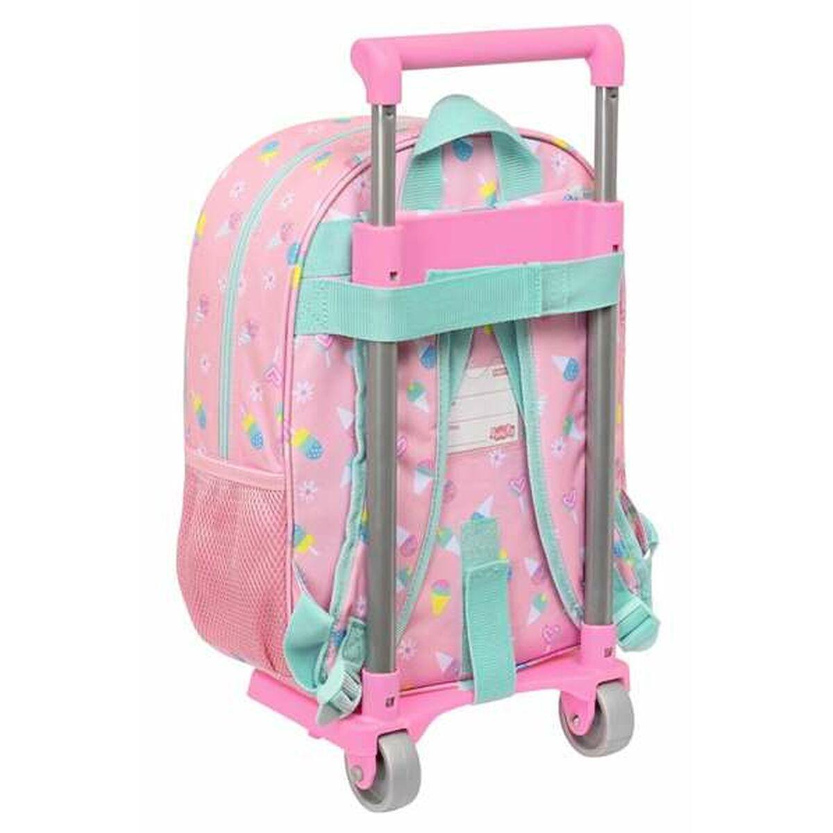 Mochila Escolar con Ruedas Peppa Pig Ice cream Menta 26 x 34 x 11 cm
