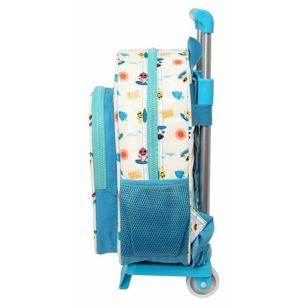 Mochila Escolar con Ruedas Baby Shark Surfing Azul 26 x 34 x 11 cm