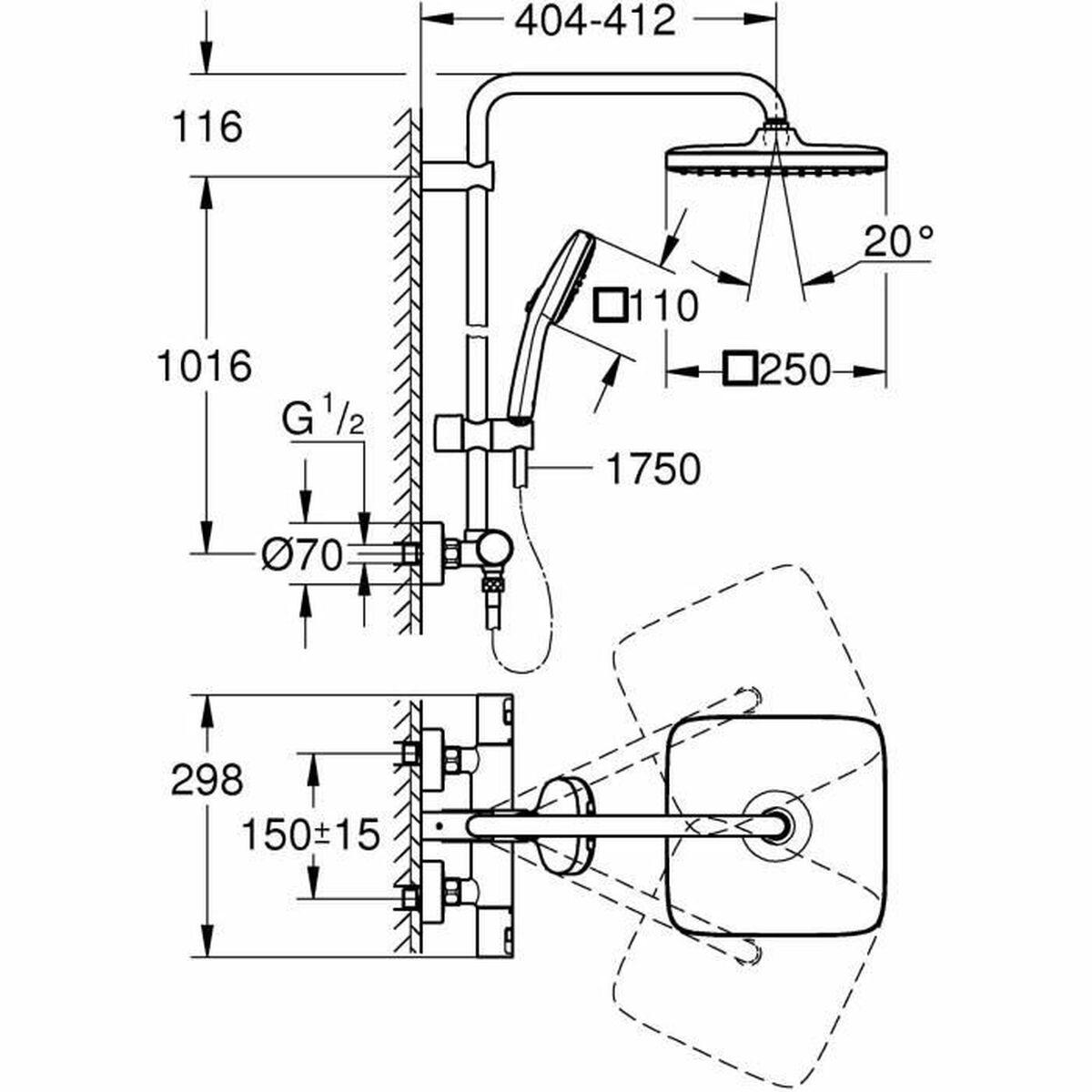 Columna de Ducha Grohe Vitalio Comfort 250 Plástico