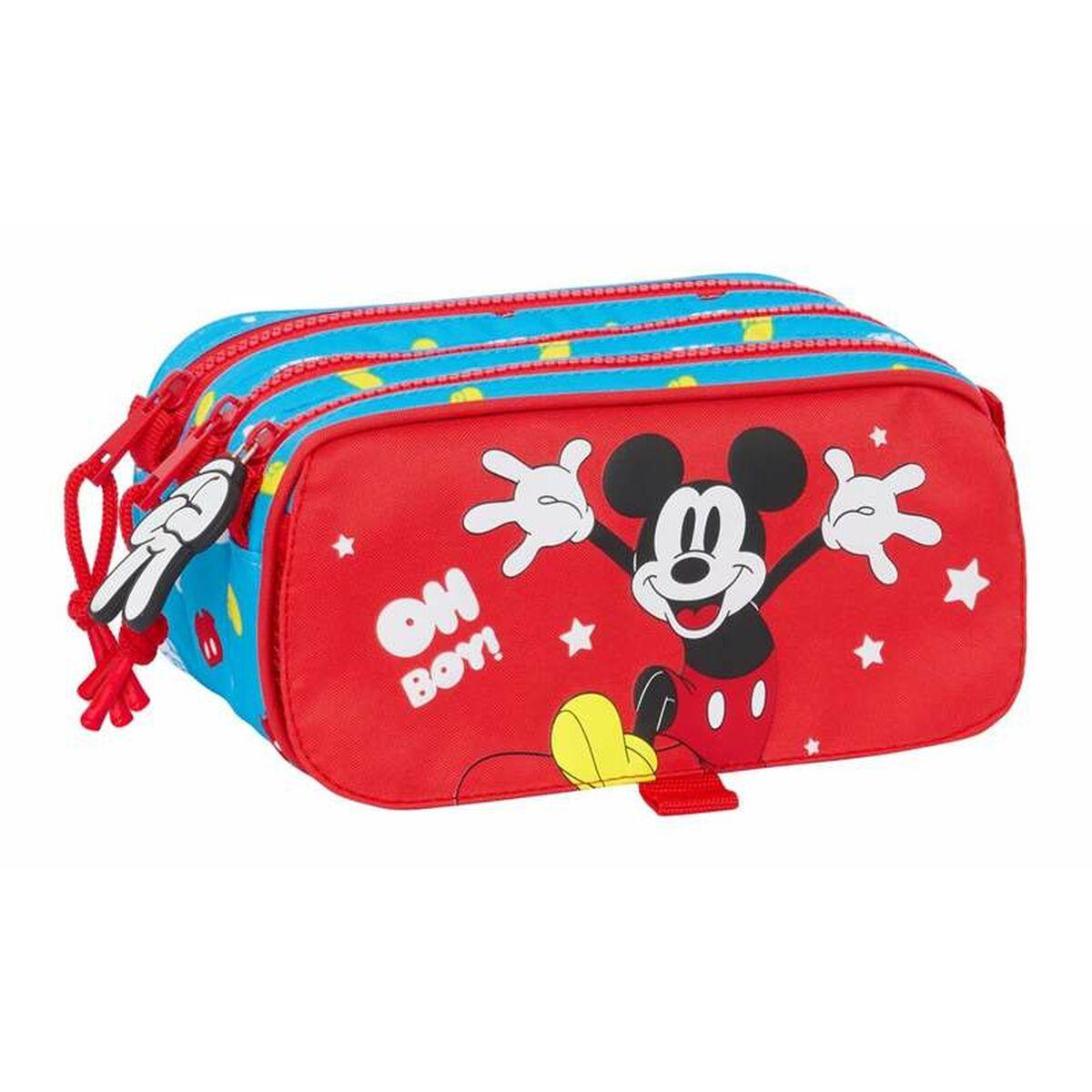 Portatodo Triple Mickey Mouse Fantastic Azul Rojo 21,5 x 10 x 8 cm