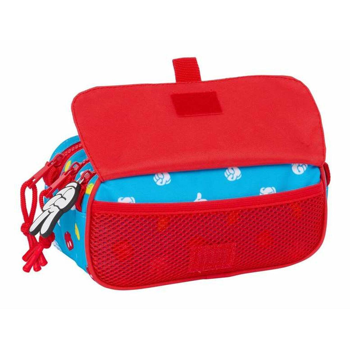 Portatodo Triple Mickey Mouse Fantastic Azul Rojo 21,5 x 10 x 8 cm