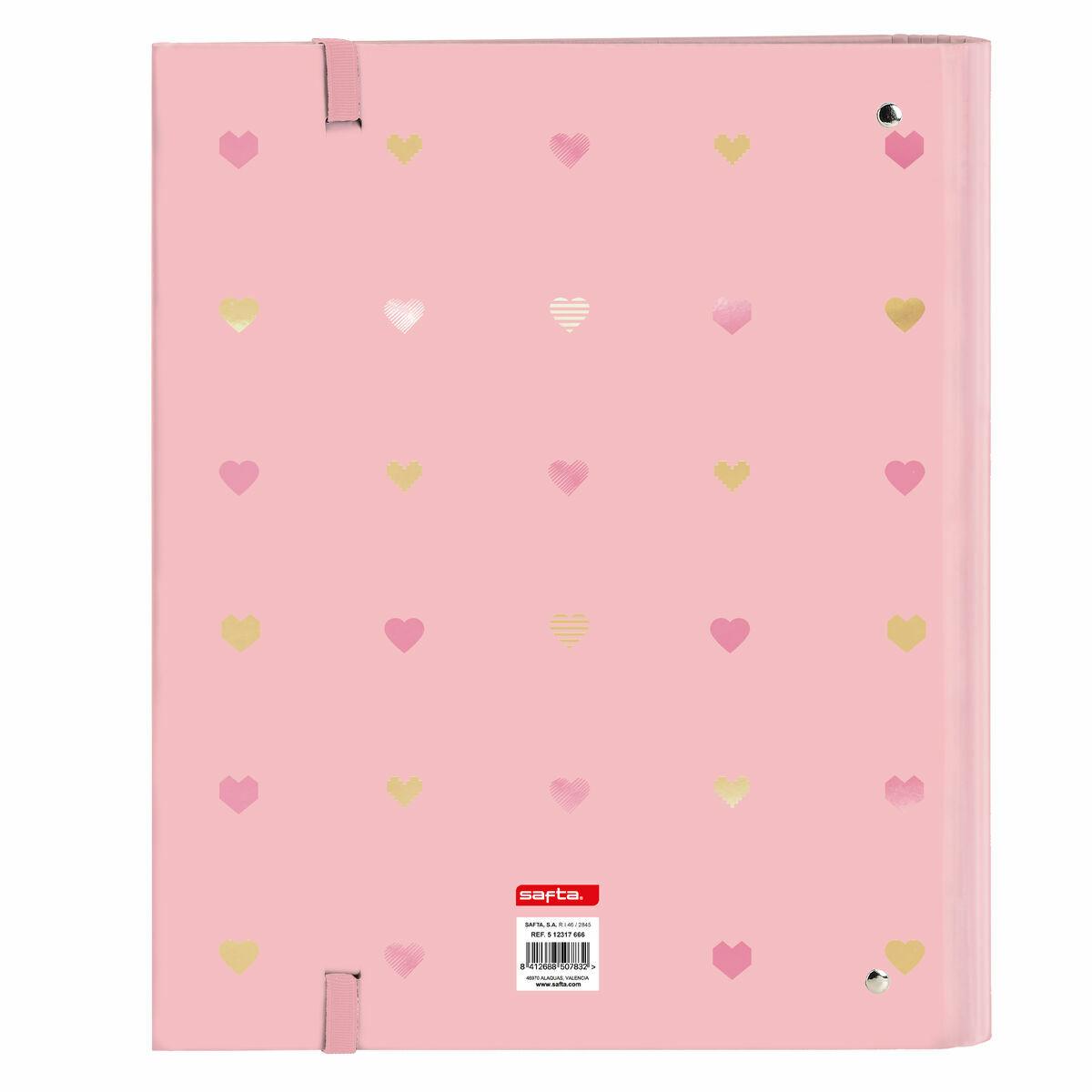 Carpeta de anillas Glow Lab Rosa claro Recambio (100 Hojas) Corazones