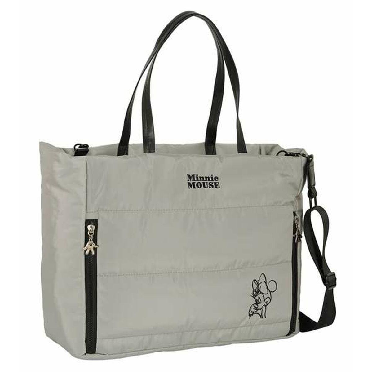 Bolso con bolsillo para Portátil Minnie Mouse Teen Sand Gris 40 x 31 x 17 cm Acolchado