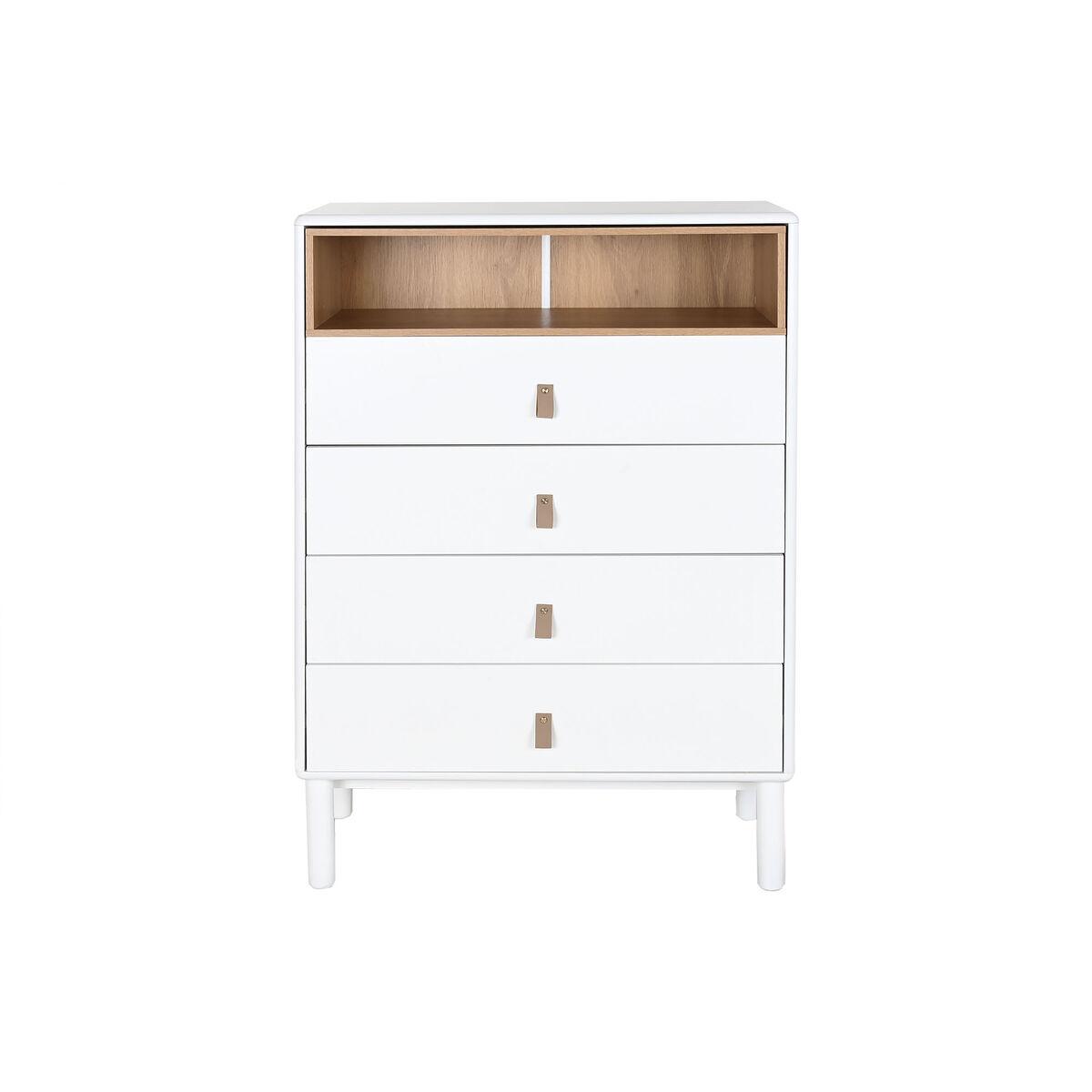 Cajonera Home ESPRIT Blanco Natural Polipropileno Madera MDF 80 x 40 x 117 cm