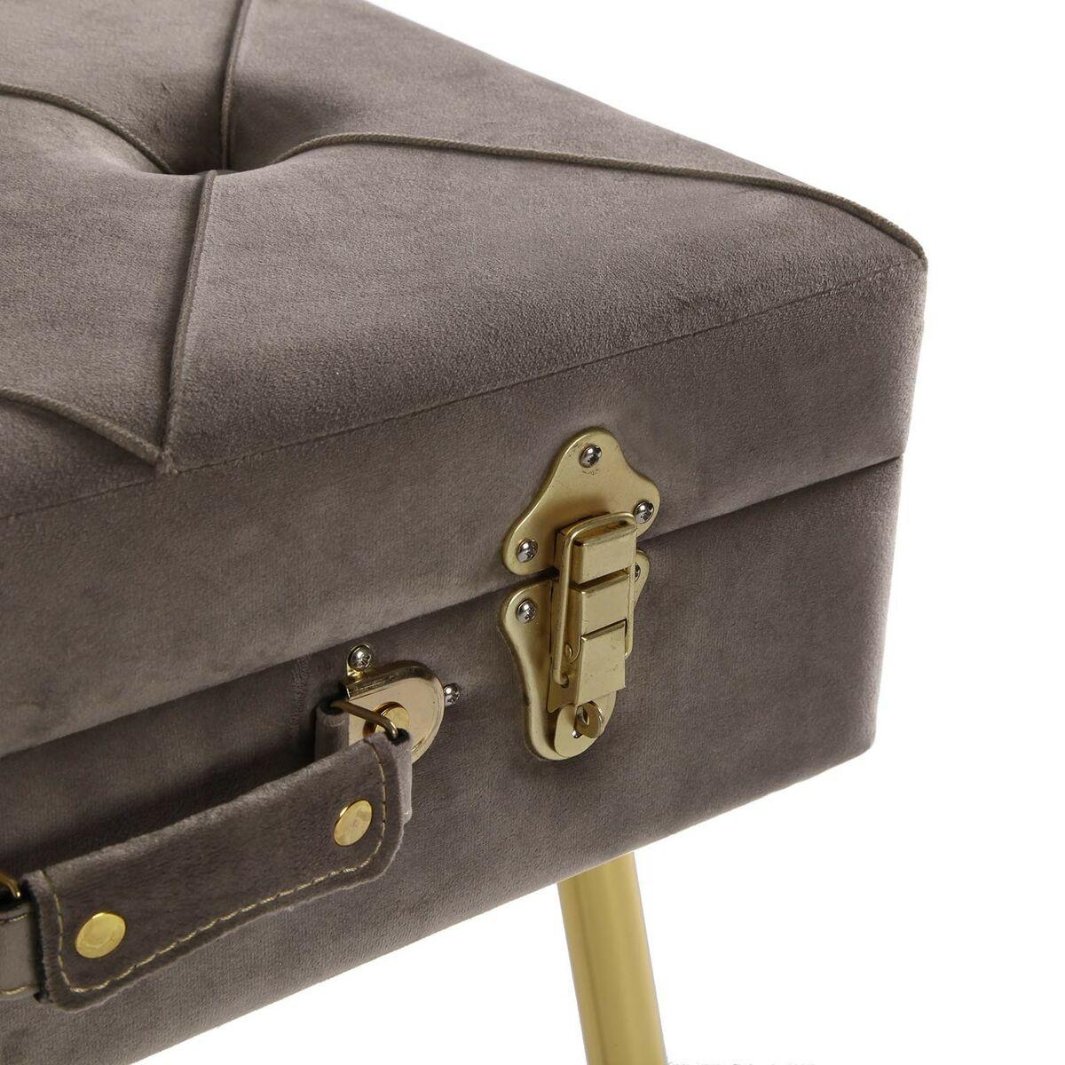 Pie de cama Versa Gris Gris claro Poliéster Metal Madera de pino Madera MDF 34 x 42 x 50 cm