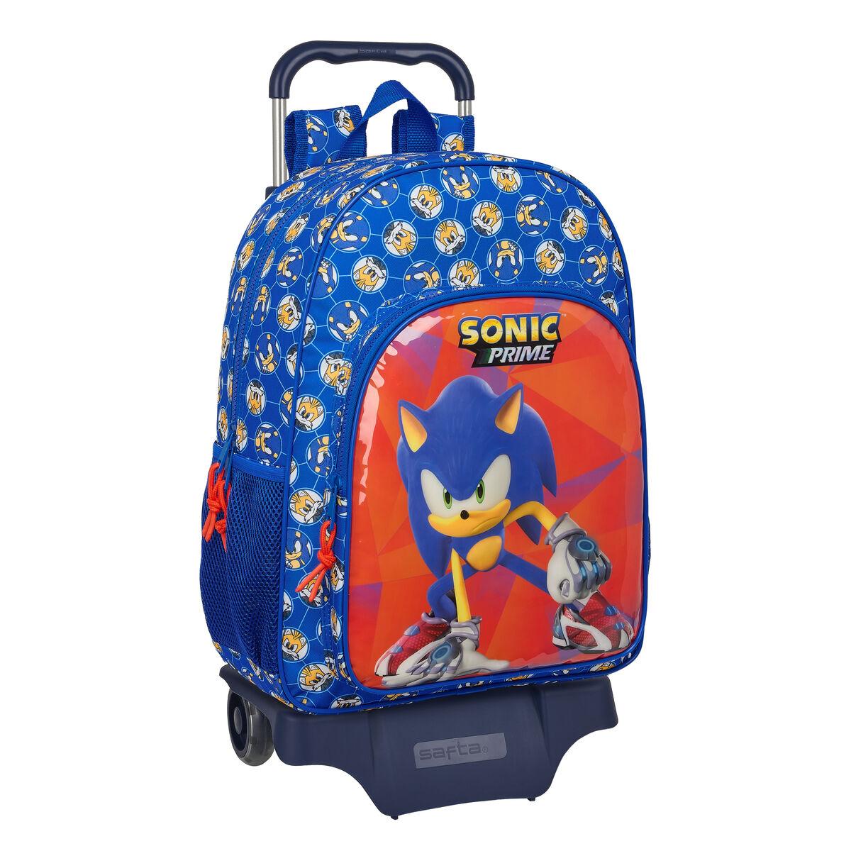 Mochila Escolar con Ruedas Sonic Prime Azul 33 x 42 x 14 cm