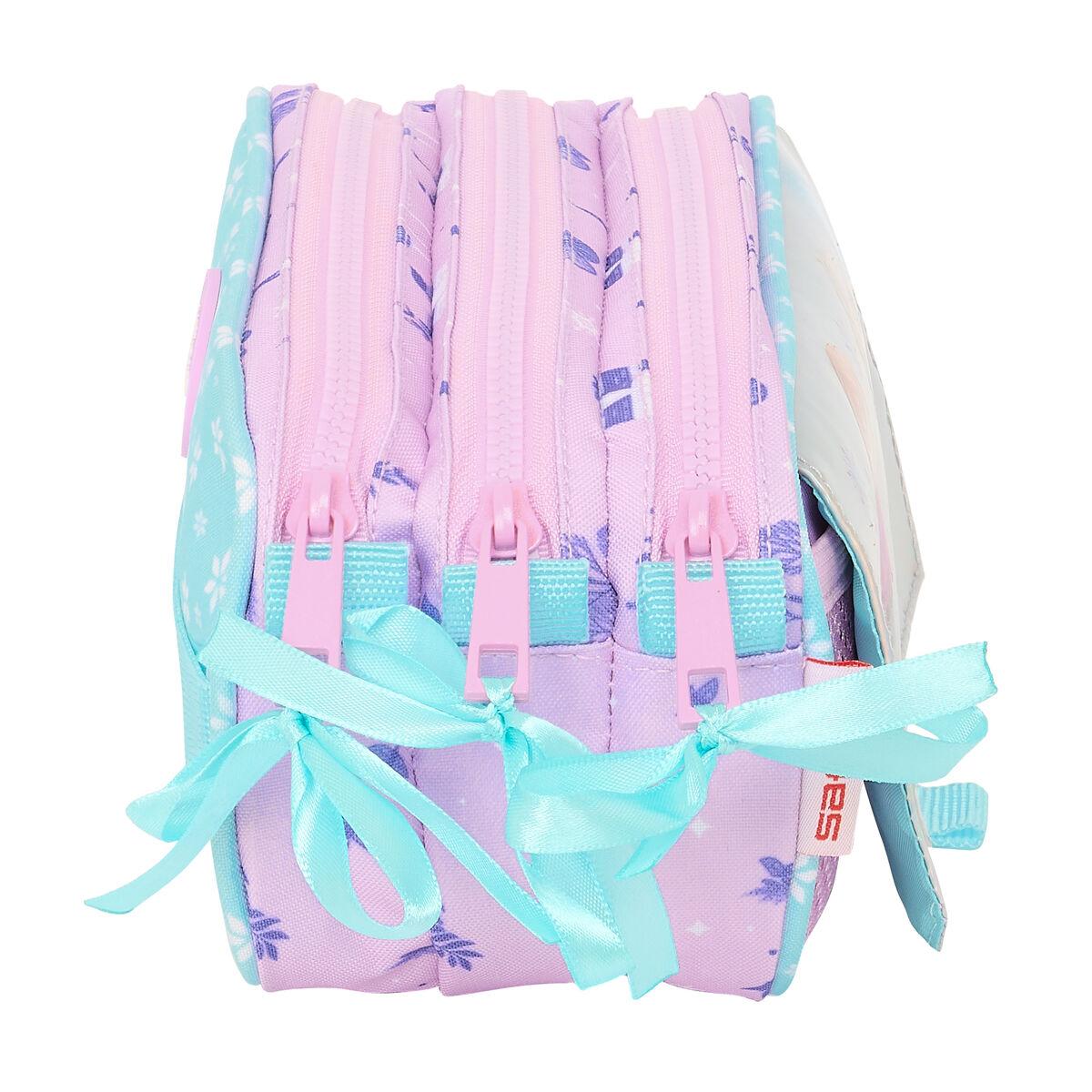 Portatodo Triple Frozen Cool days Violeta Azul cielo 21,5 x 10 x 8 cm