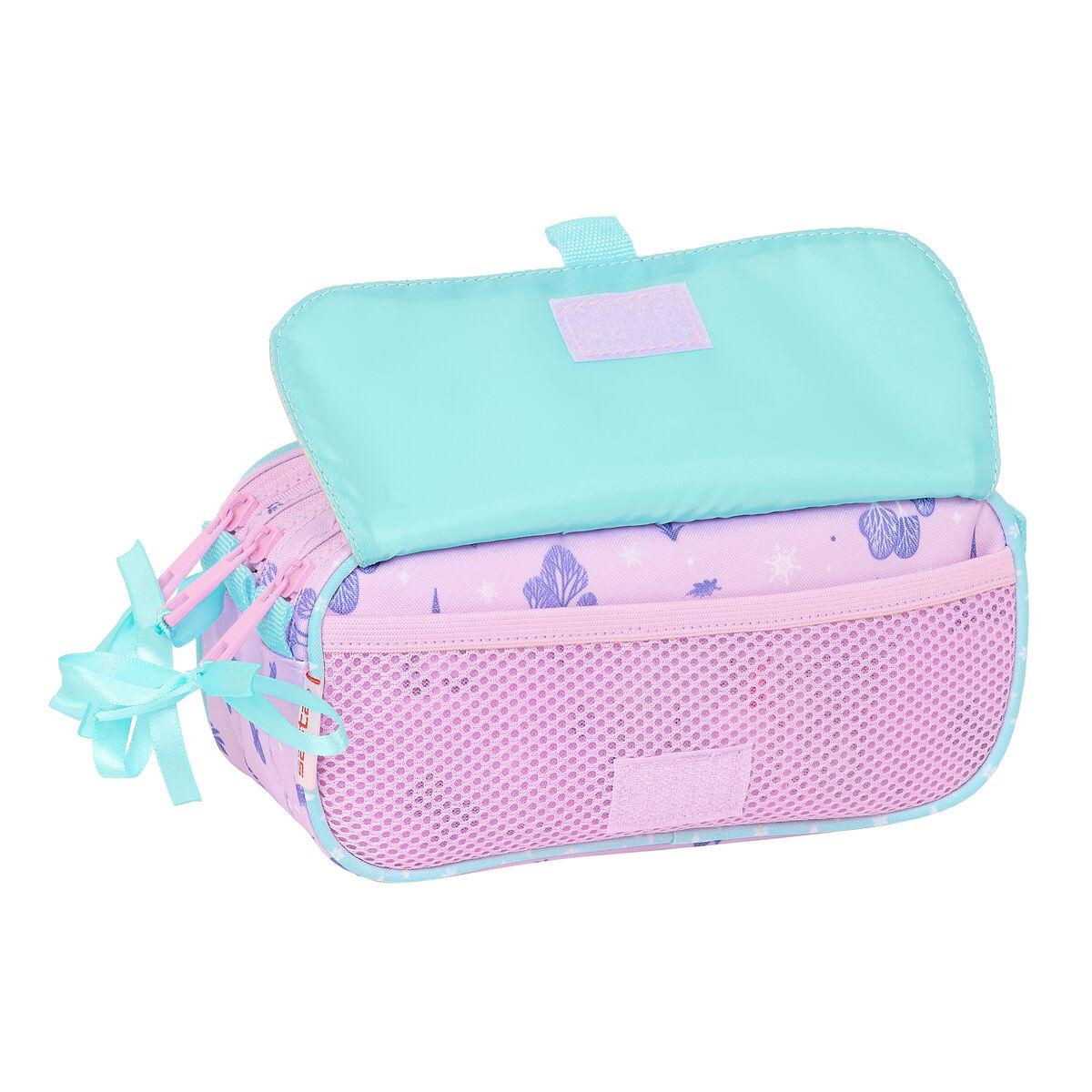 Portatodo Triple Frozen Cool days Violeta Azul cielo 21,5 x 10 x 8 cm