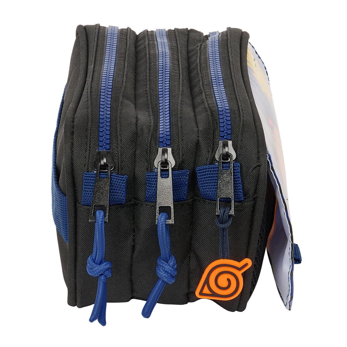 Portatodo Triple Naruto Ninja Azul Negro 21,5 x 10 x 8 cm