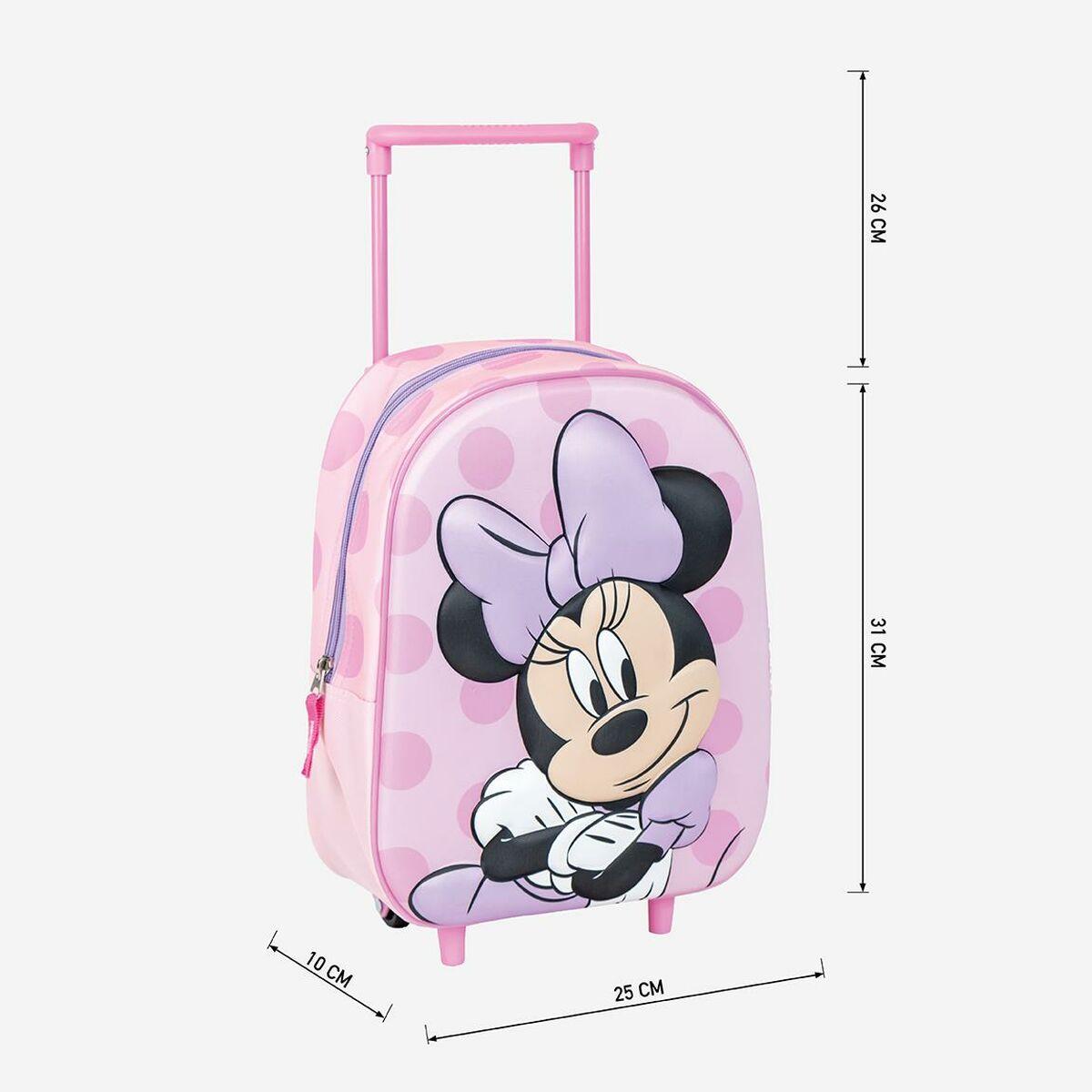 Mochila Escolar con Ruedas Minnie Mouse Rosa 25 x 37 x 10 cm