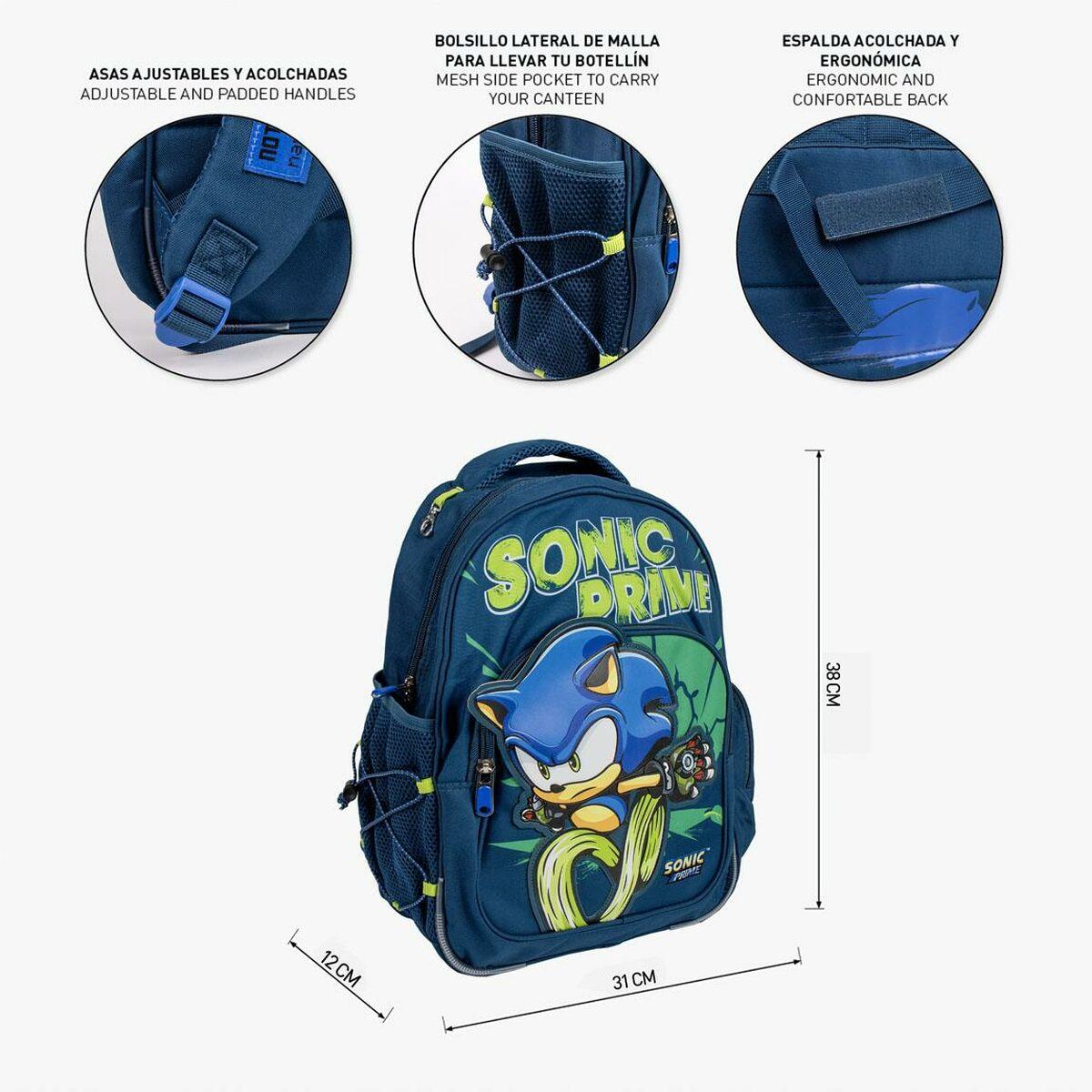 Mochila Escolar Sonic Azul oscuro 31 x 12 x 38 cm