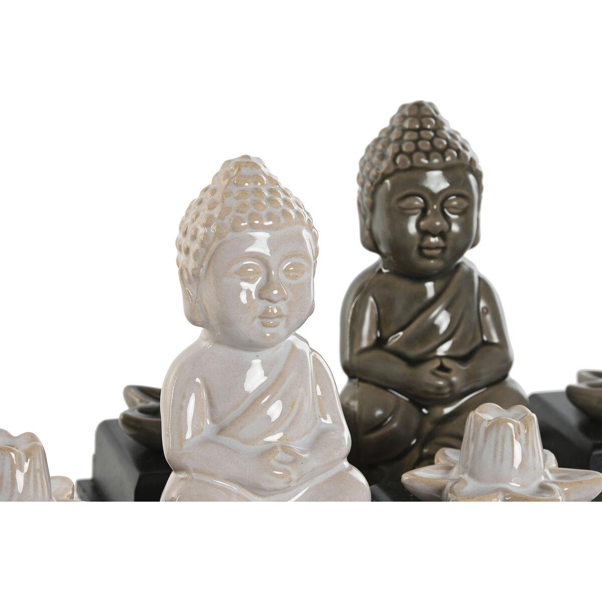 Quemador Home ESPRIT Cerámica Madera MDF Buda 24 x 8 x 14 cm (2 Unidades)