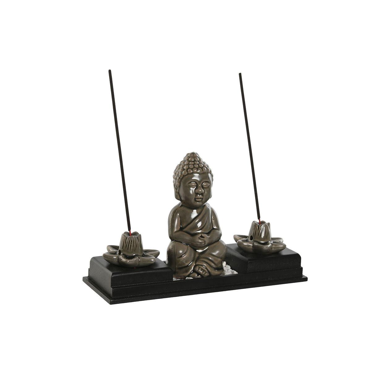 Quemador Home ESPRIT Cerámica Madera MDF Buda 24 x 8 x 14 cm (2 Unidades)