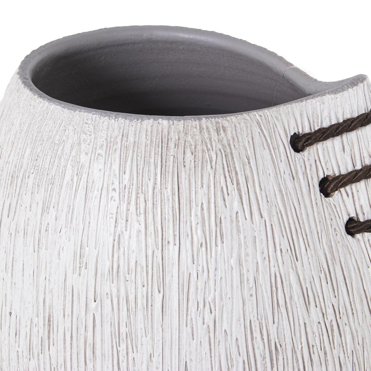 Jarrón de suelo Alexandra House Living Blanco Cerámica Rayas 20 x 20 x 57 cm