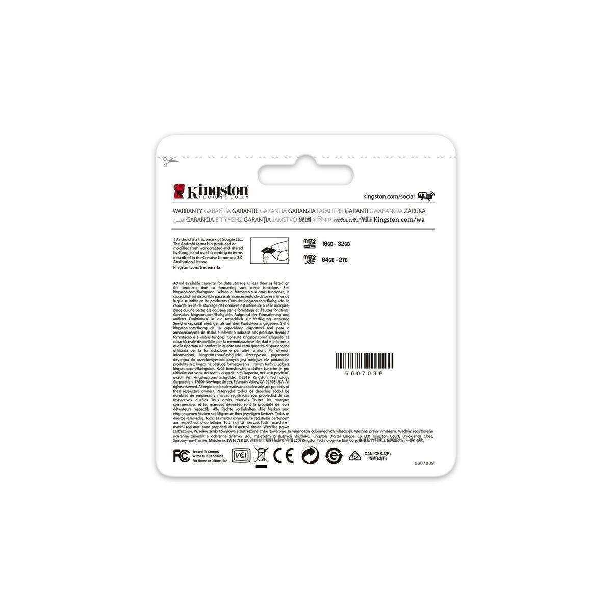 Tarjeta de Memoria Micro SD con Adaptador Kingston SDCG3/128GB 128 GB