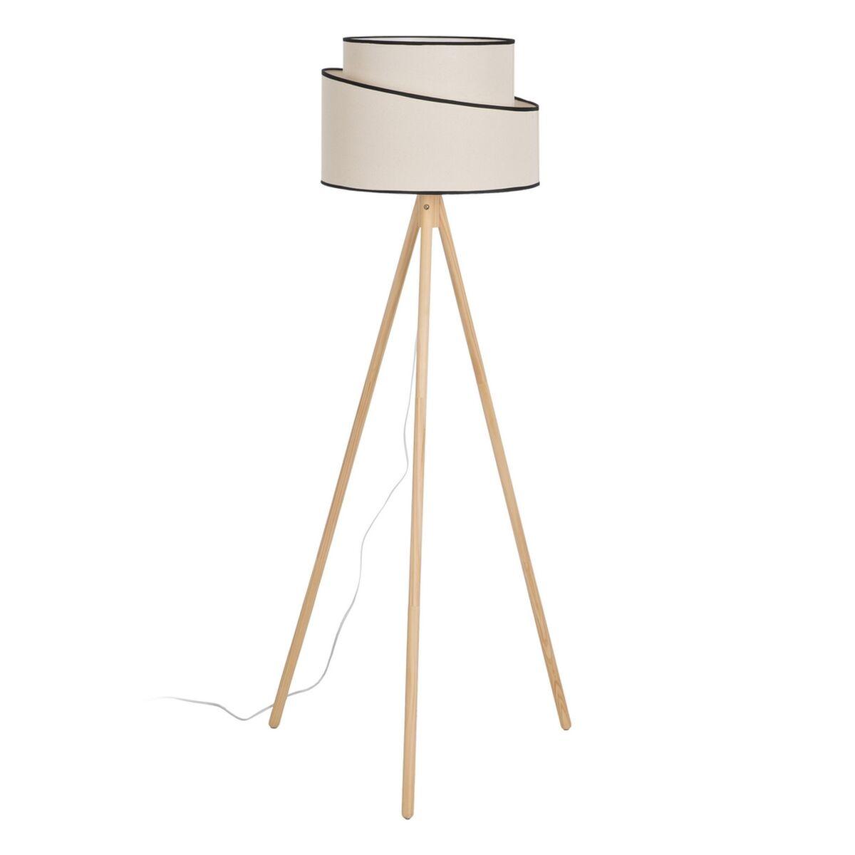 Lámpara de Pie Negro Beige Madera Tejido 60 W 220-240 V 60 x 60 x 155 cm
