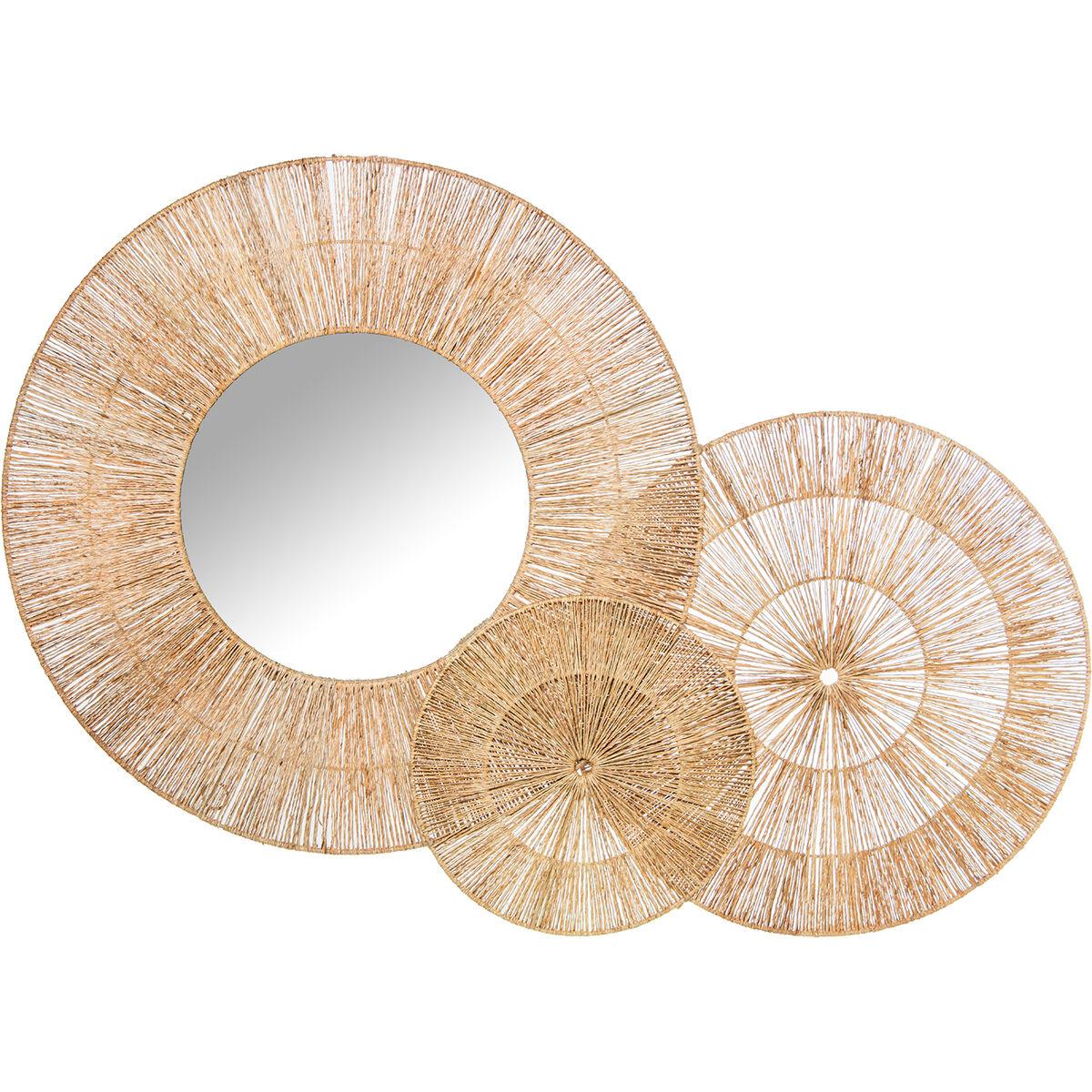 Espejo de pared Alexandra House Living Yute Fibra natural 4 x 103 x 70 cm Redondo