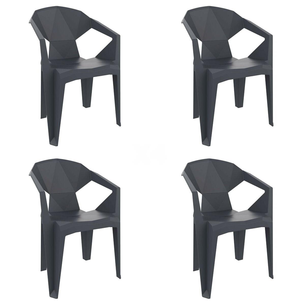 Silla de Jardín Garbar Delta Gris oscuro Polipropileno 53 x 55 x 80 cm 4 Unidades (4 Piezas)