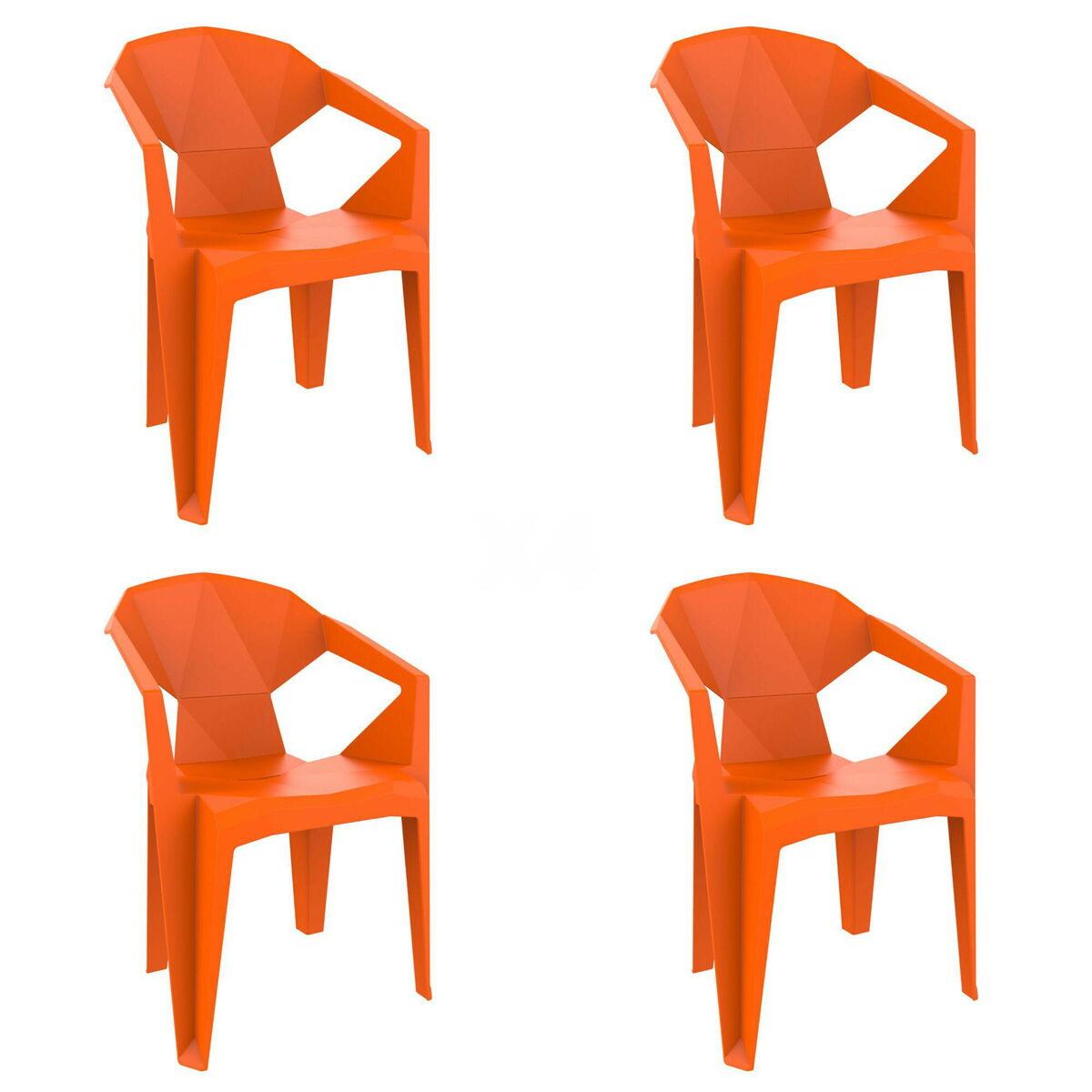 Silla de Jardín Garbar Delta Naranja Polipropileno 53 x 80 x 55 cm (4 Unidades)