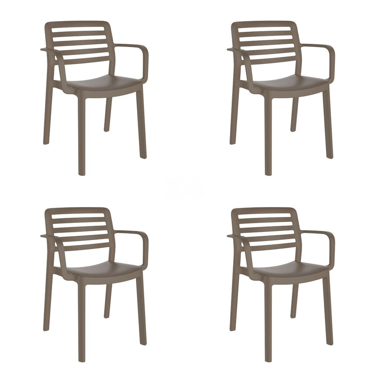 Silla de Jardín Garbar Wind Chocolate Polipropileno 58 x 78 x 54 cm (4 Unidades)