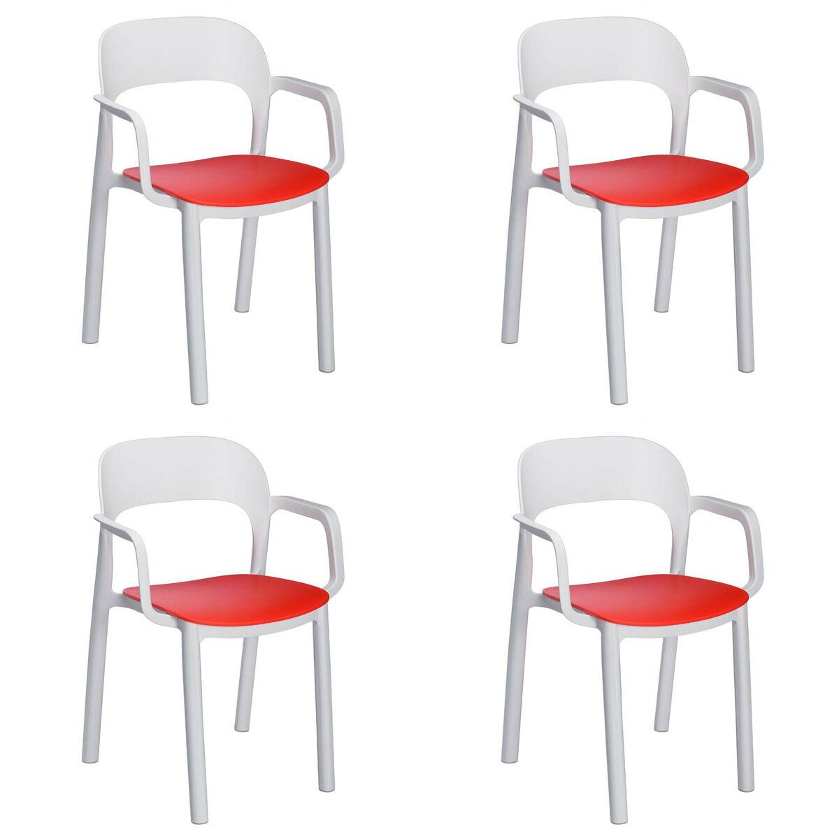 Silla de Jardín Garbar Ona Blanco Rojo Polipropileno 56 x 79 x 52 cm (4 Unidades)