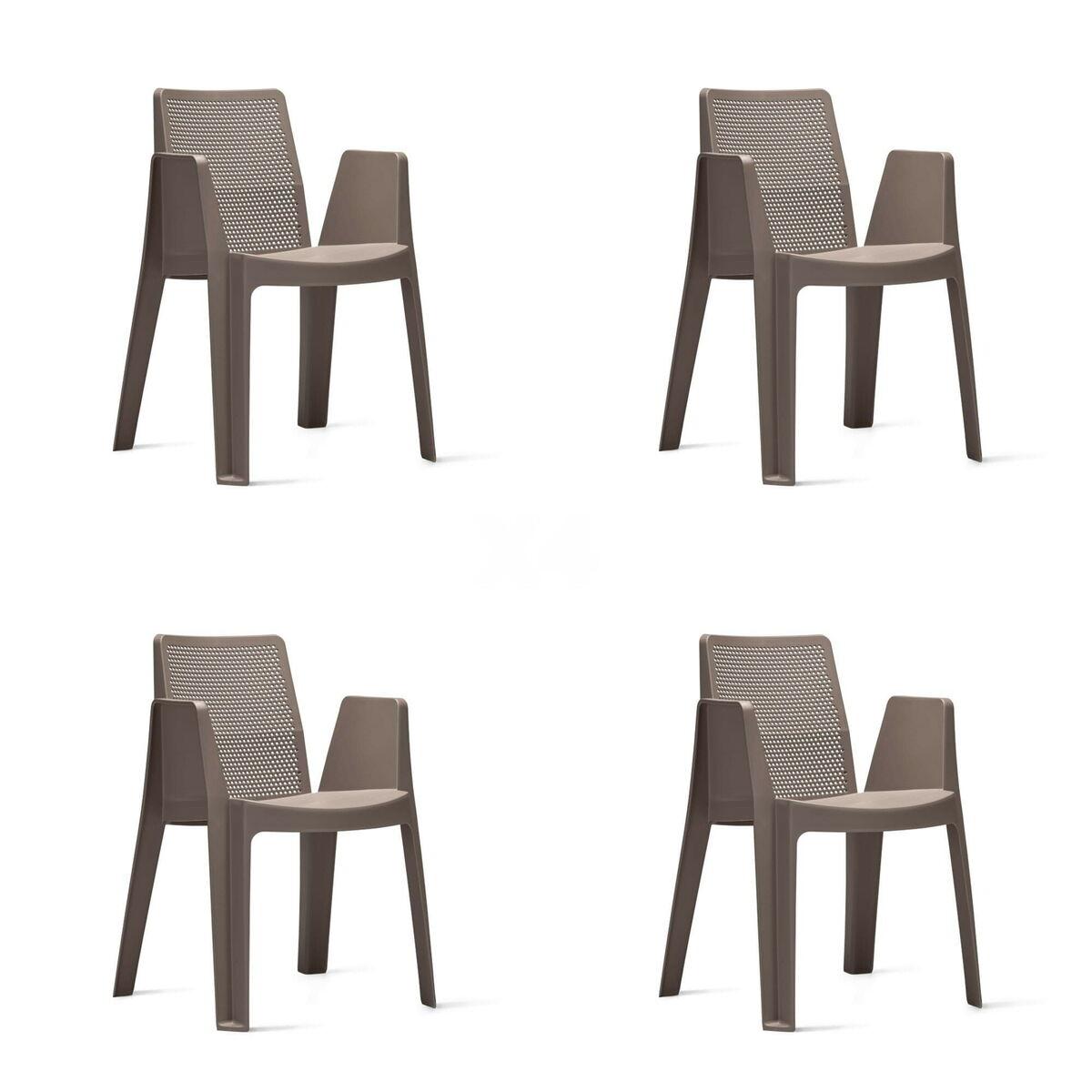 Silla de Jardín Garbar Play Marrón Chocolate Polipropileno 57 x 78 x 54 cm 57 x 54 x 78 cm 4 Unidades (4 Piezas)