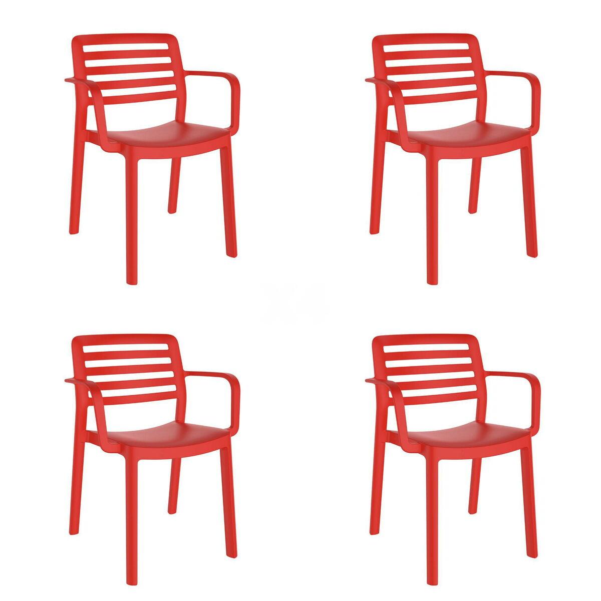 Silla de Jardín Garbar Wind Rojo Polipropileno 58 x 78 x 54 cm (4 Unidades)