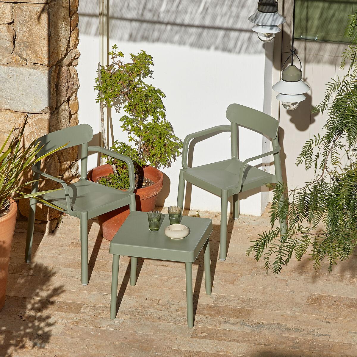 Conjunto de Mesa con Sillas Garbar Alba-Elba Gris oscuro 3 Piezas