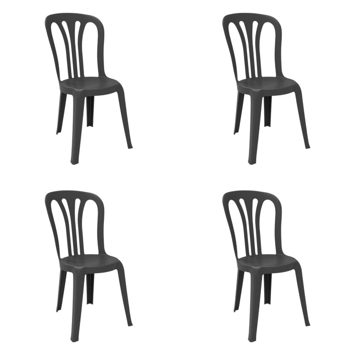 Silla de Jardín Garbar Garrotxa Antracita Polipropileno 43 x 89 x 52 cm (4 Unidades)