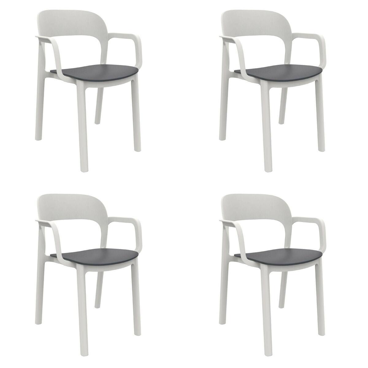 Silla de Jardín Garbar Ona Blanco Gris oscuro Polipropileno 56 x 79 x 52 cm (4 Unidades)