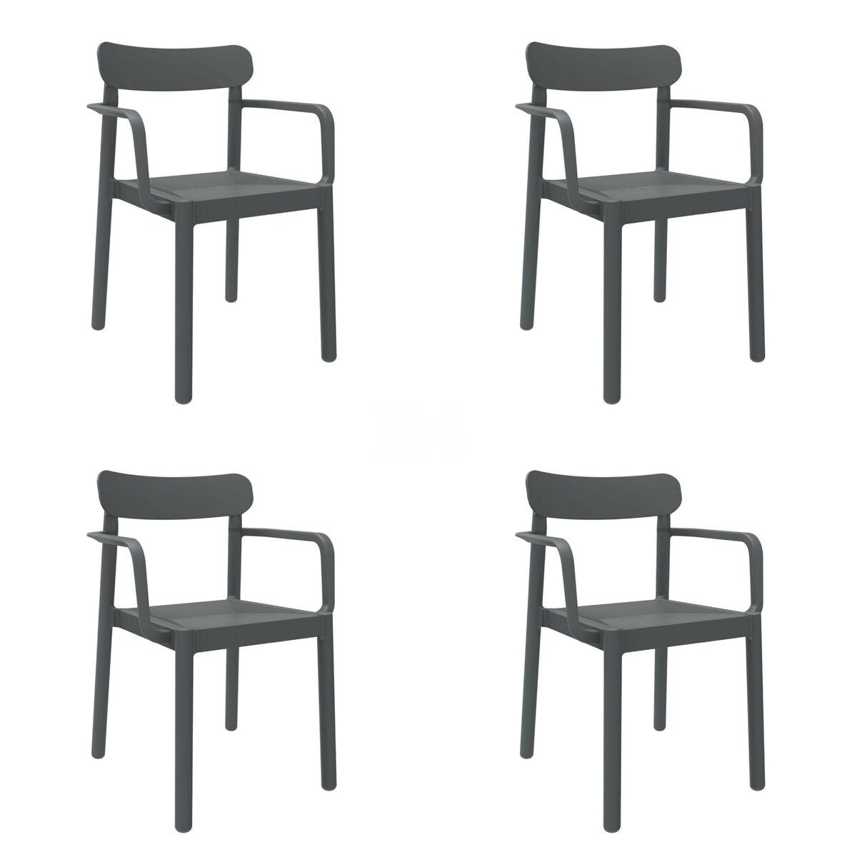 Silla de Jardín Garbar Elba Gris oscuro Polipropileno 56 x 80 x 53 cm (4 Unidades)