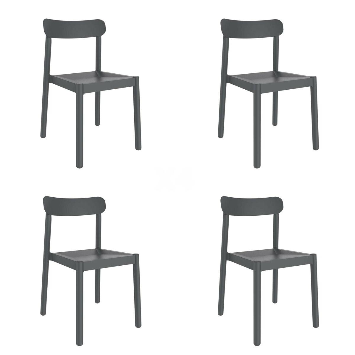 Silla de Jardín Garbar Elba Gris oscuro Polipropileno 50 x 80 x 53 cm (4 Unidades)