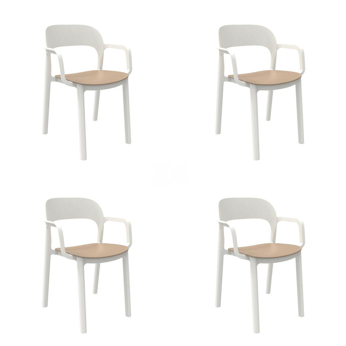 Silla de Jardín Garbar Ona Blanco Arena Polipropileno 56 x 79 x 52 cm (4 Unidades)