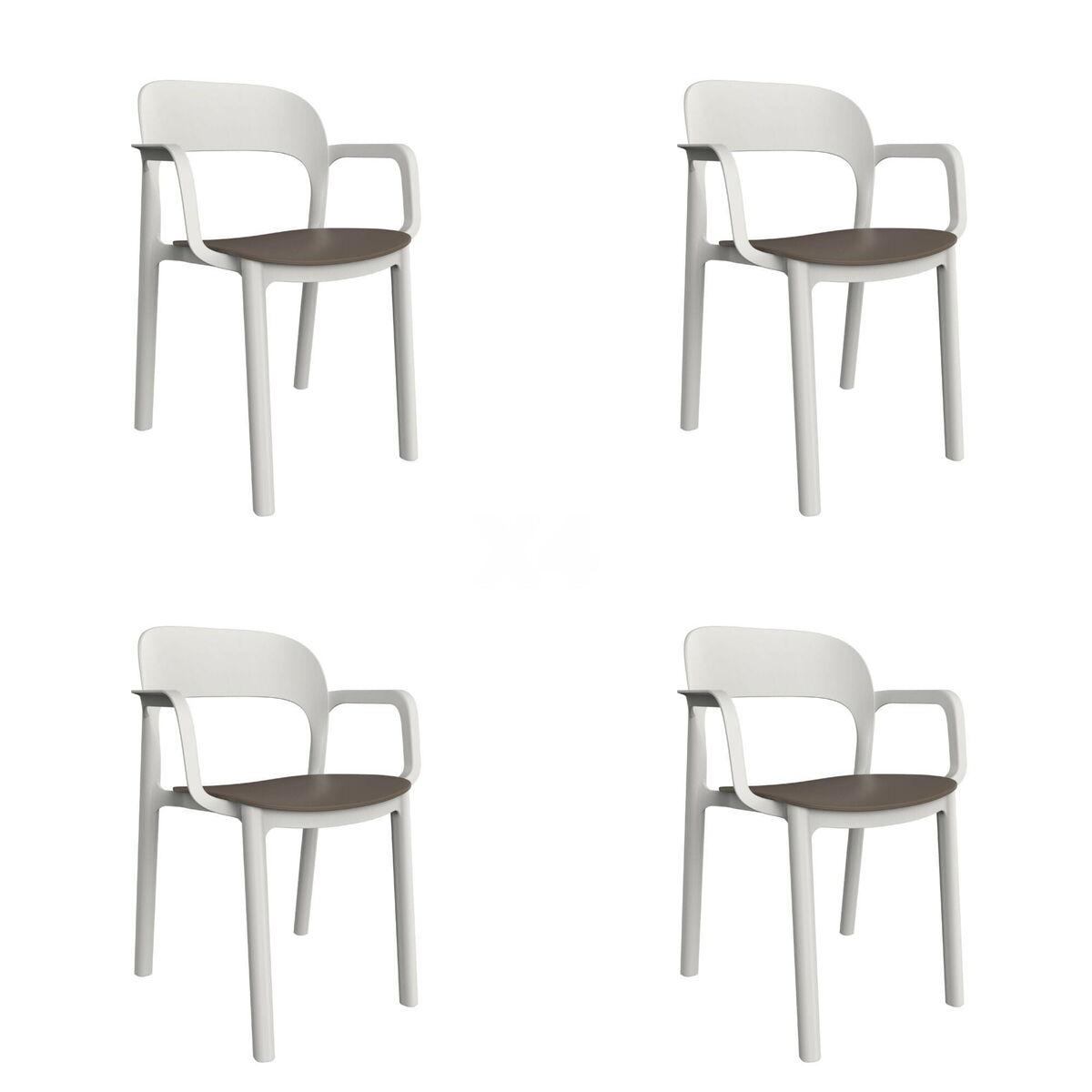 Silla de Jardín Garbar Ona Blanco Chocolate Polipropileno 56 x 79 x 52 cm (4 Unidades)