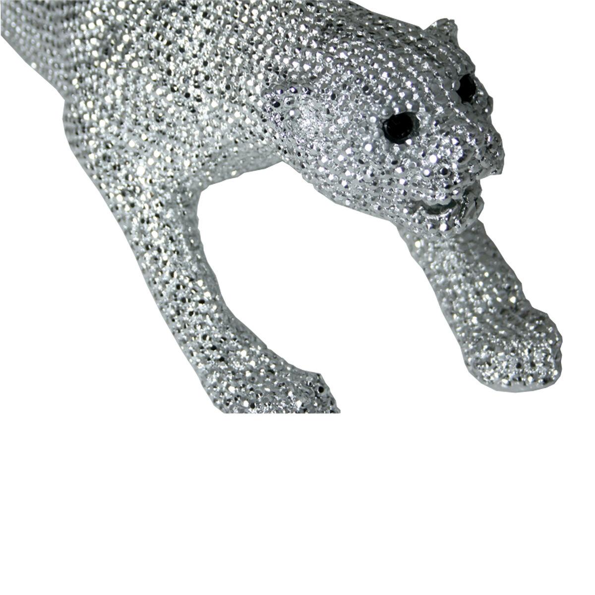 Figura Decorativa Alexandra House Living Plateado Plástico Pantera 16 x 60 x 18 cm