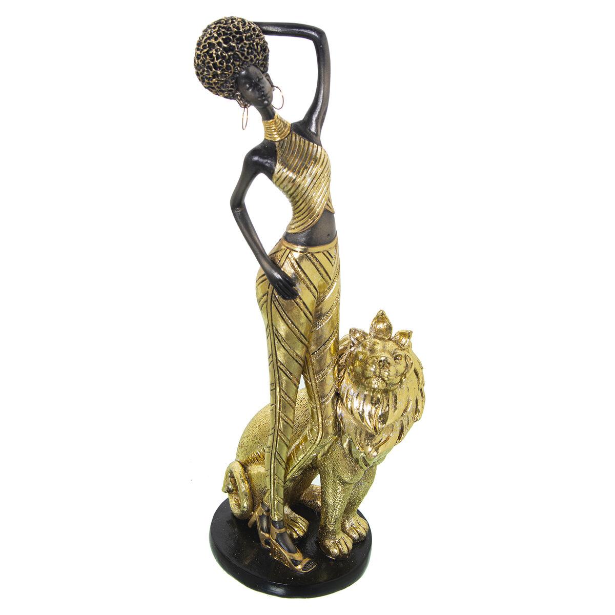 Figura Decorativa Alexandra House Living Dorado Plástico León Africana 13 x 17 x 38 cm