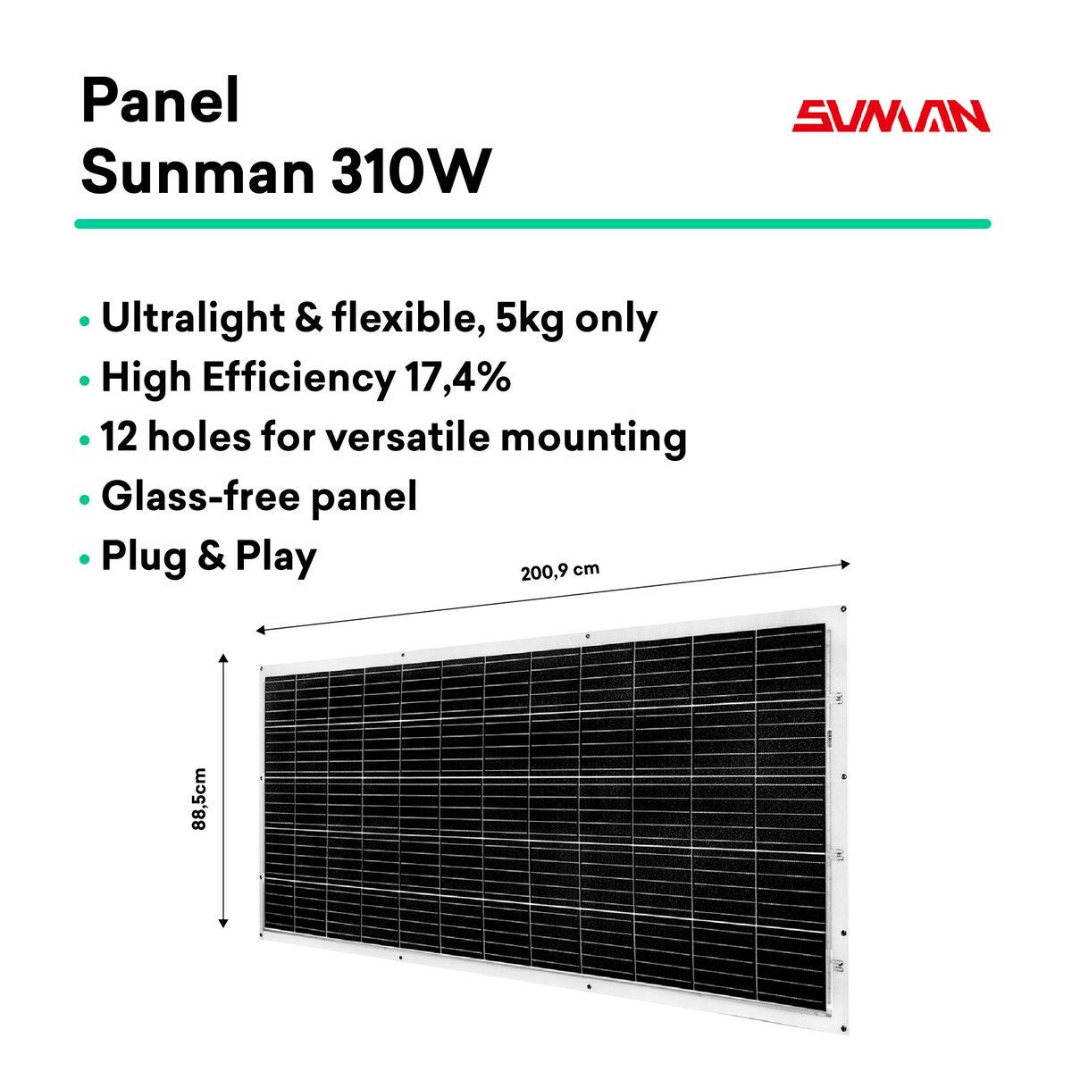 TORNASOL Kit solar autoinstalable 300W, panel solar monocristalino ultraligero flexible