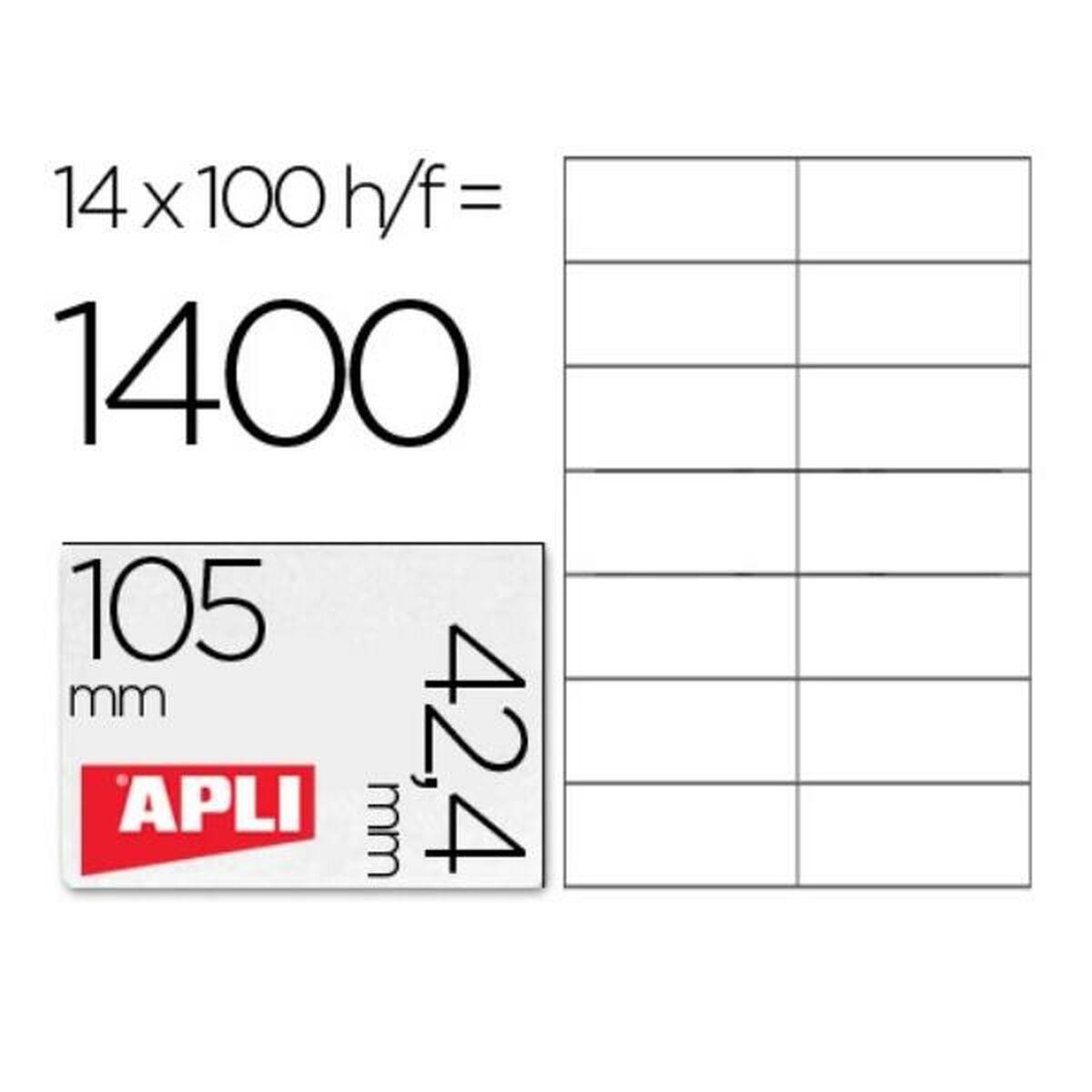 Etiquetas adhesivas Apli 01277 100 Hojas 105 x 42,4 mm Blanco Papel