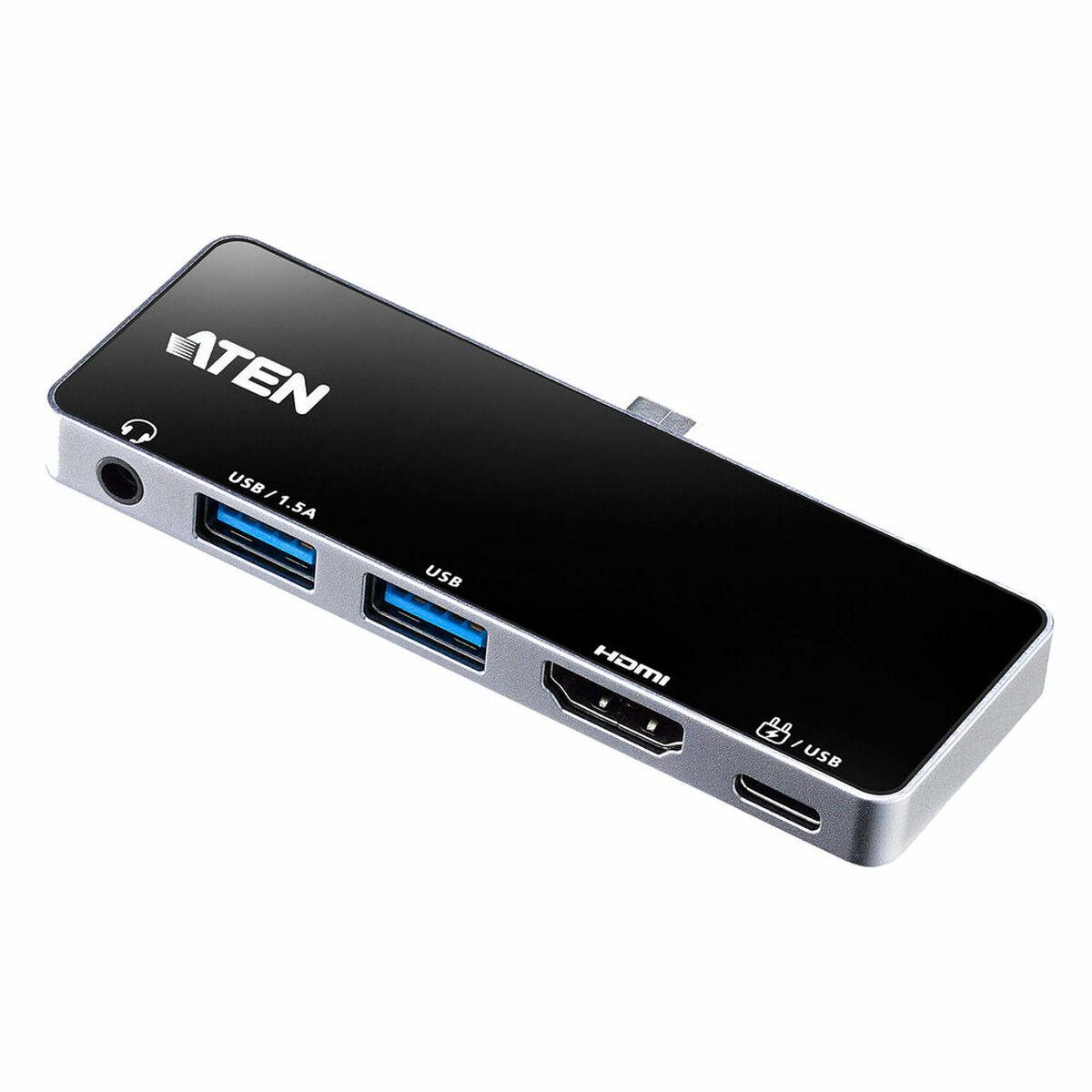 Dockstation Aten UH3238 Negro Plateado