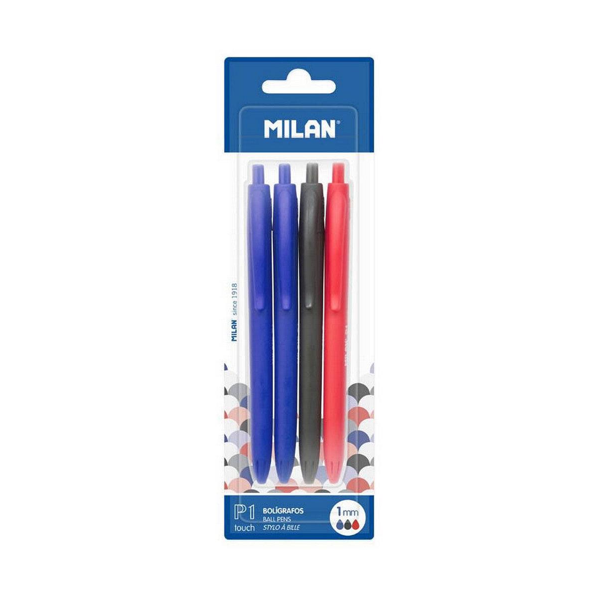 Set de Bolígrafos Milan BWM10254 Blanco Multicolor (4 Piezas) (4 Unidades) (4 uds)