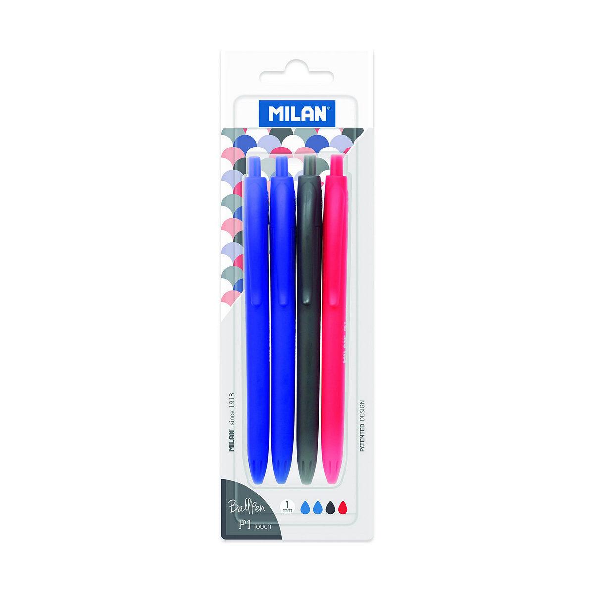 Set de Bolígrafos Milan BWM10254 Blanco Multicolor (4 Piezas) (4 Unidades) (4 uds)