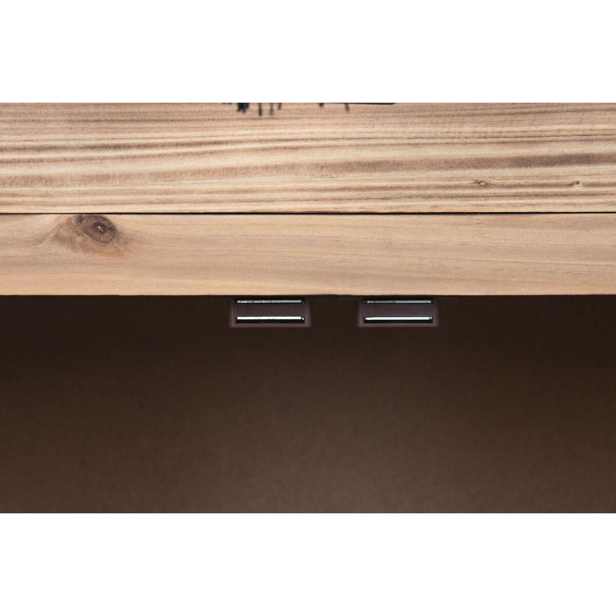 Mesita de Noche Home ESPRIT Negro Natural Madera de abeto Madera MDF 45 x 34 x 66 cm