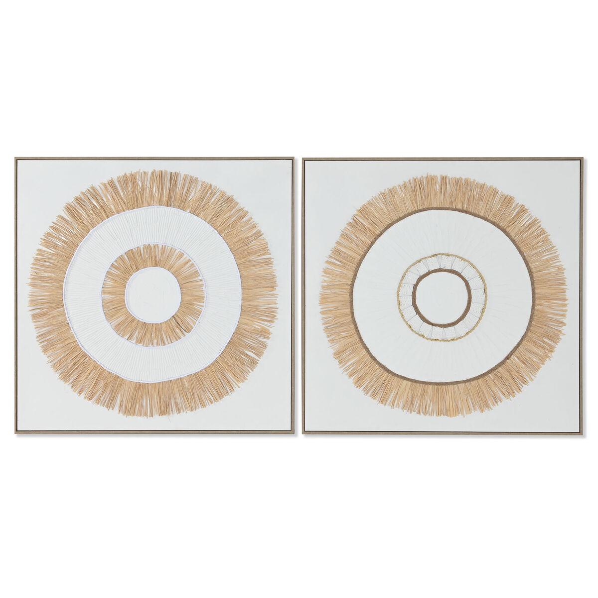 Lienzo Home ESPRIT Blanco Natural Boho 92 x 4,5 x 92 cm (2 Unidades)