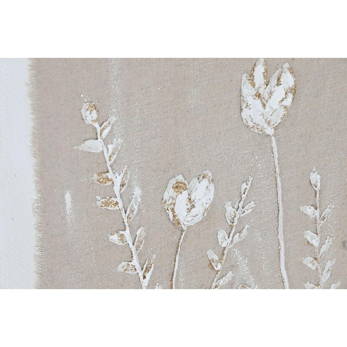 Lienzo Home ESPRIT Blanco Beige Flores Escandinavo 62 x 4,5 x 82 cm (2 Unidades)