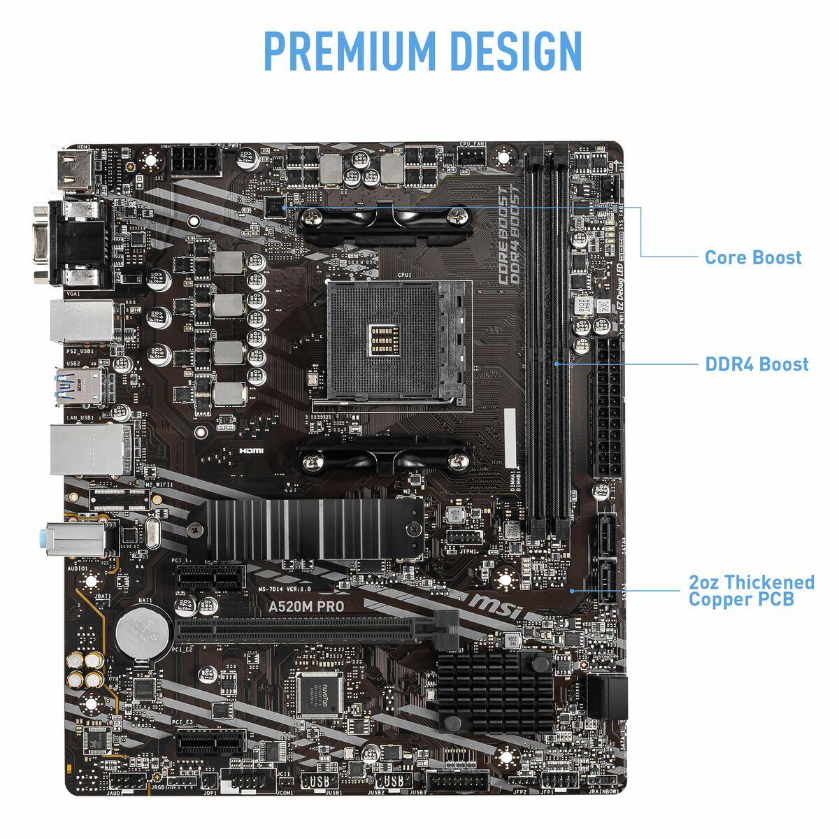 Placa Base MSI 7D14-005R AMD A520 AMD AM4